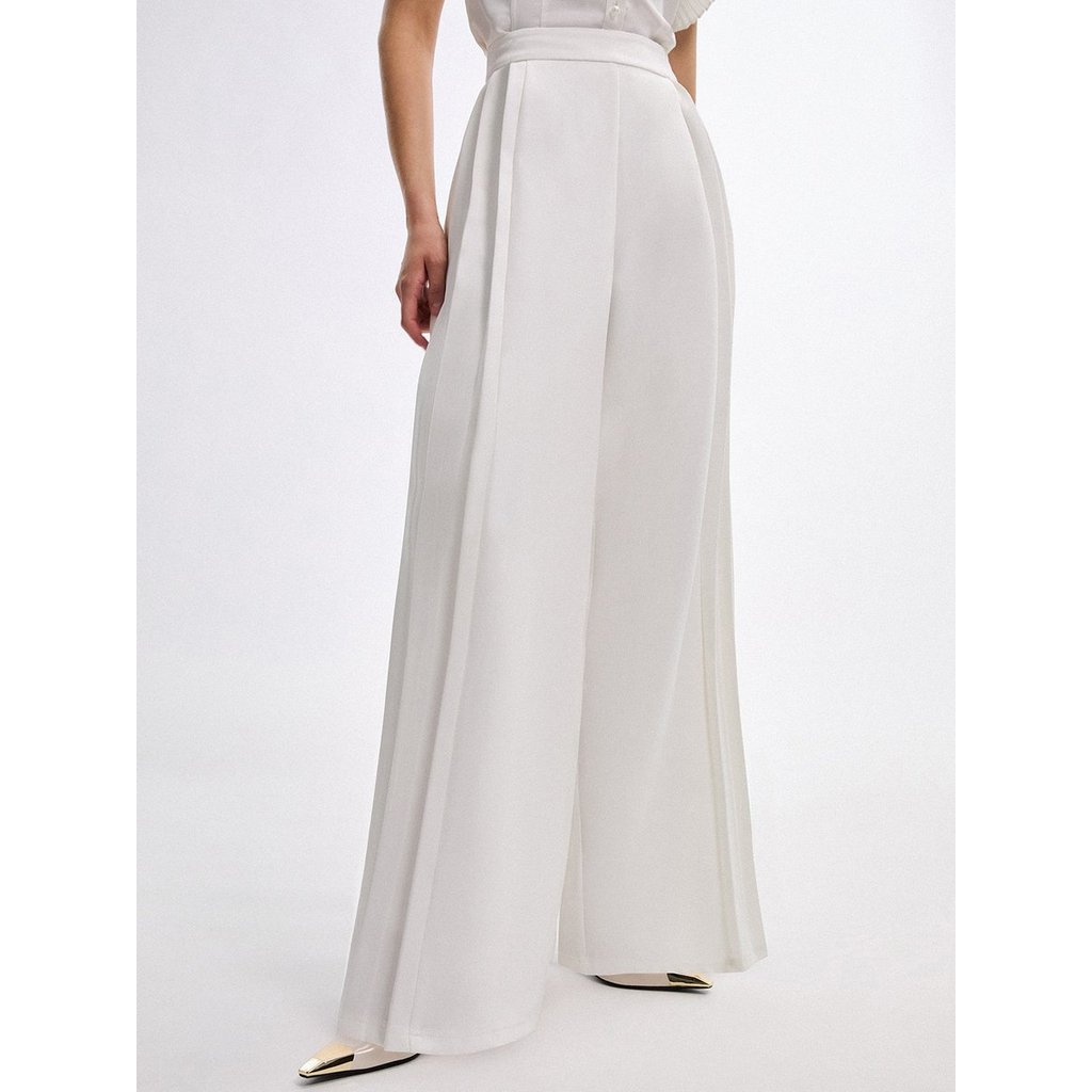 [Pomelo] กางเกงขายาวแต่งพลีท / Pleated Wide Leg Trousers