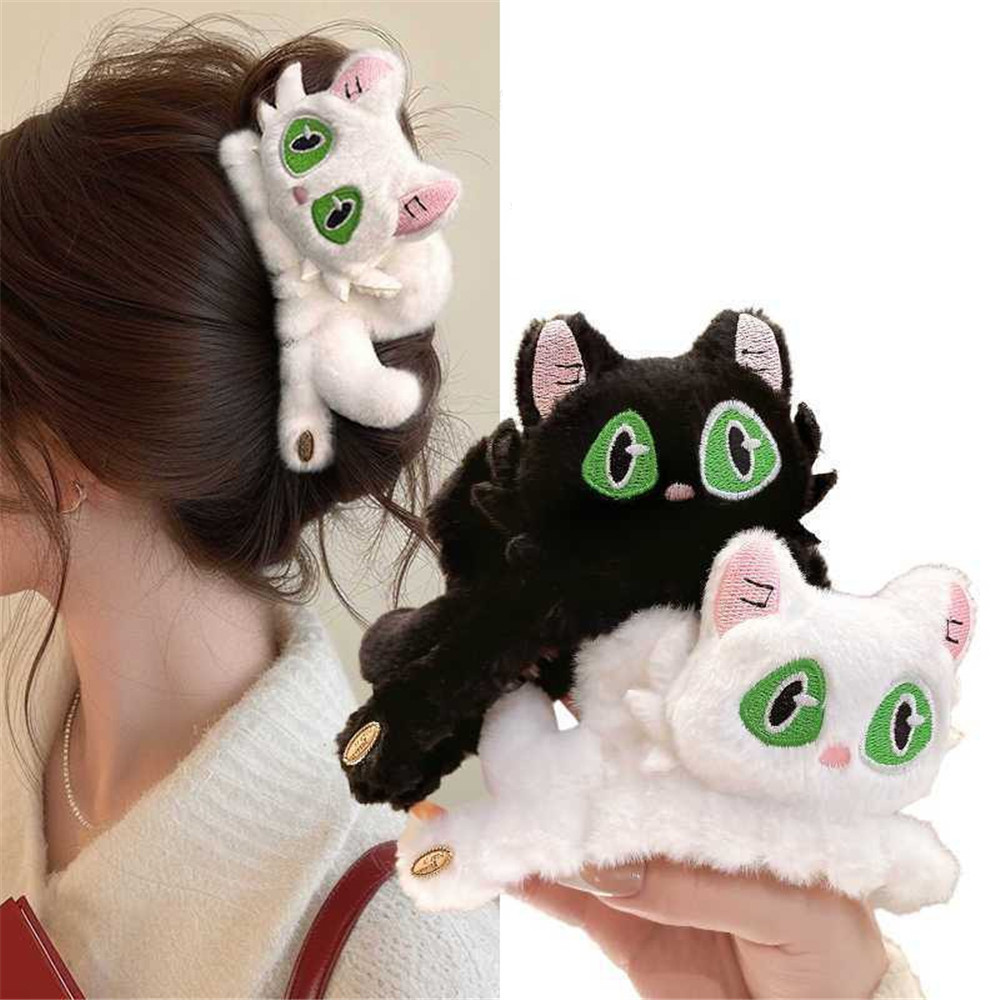 น่ารักแมวตุ๊กตาฉลามความจุขนาดใหญ่กิ๊บใหม่สูงสตรีด้านหลังหัวผมกรงเล็บคลิป