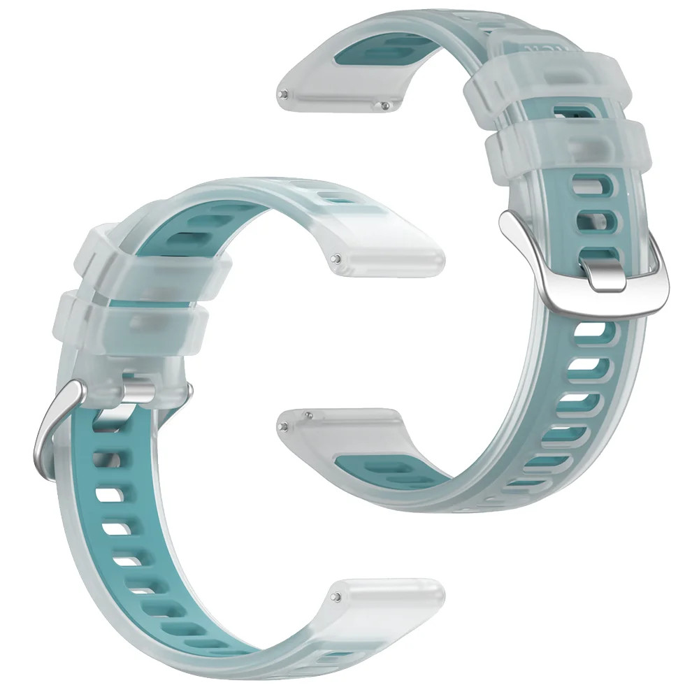 สายรัดซิลิโคนสองสีโปร่งใส 22 มม. 20 มม. สำหรับ Garmin Forerunner 570 265 255 165 55 / Vivoactive 6 5 4 / Venu Sport Band รูปที่ 7