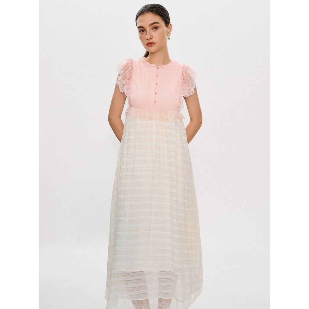 [Pomelo] Pomelo. x Janesuda เดรสลูกไม้ลายทาง / Pomelo. x Janesuda Striped Lace Dress
