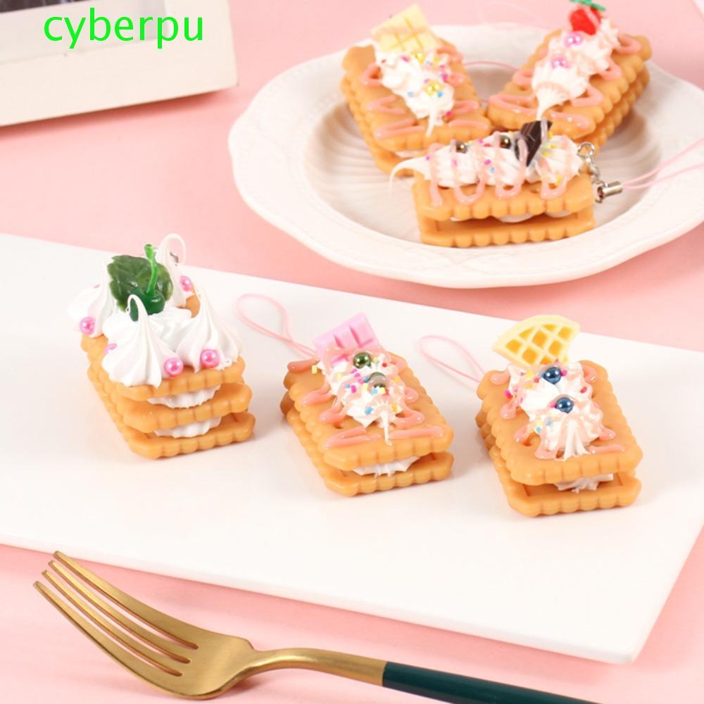 CYBERPULLSE Cream Biscuit Key Ring, Simulation Dessert Food Cream Biscuit Model Cake Dess Food Key C