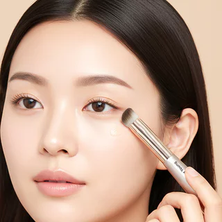 Oni Dual-Ended Foundation & Concealer Brush #Champagne แปรงแต่งหน้า 2 หัวโอนิ สีแชมเปญ ขนแปรงนุ่มแน่น.