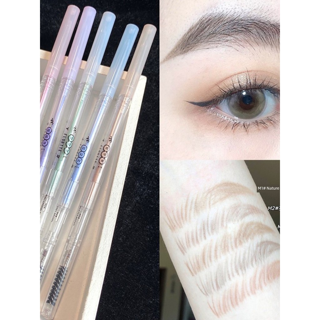 ที่ปัดคิ้ว ย้อมคิ้ว Flortte Flortte Flortte Double-Headed Ultra-Fine ดินสอเขียนคิ้ว Flortte Eyebrow 