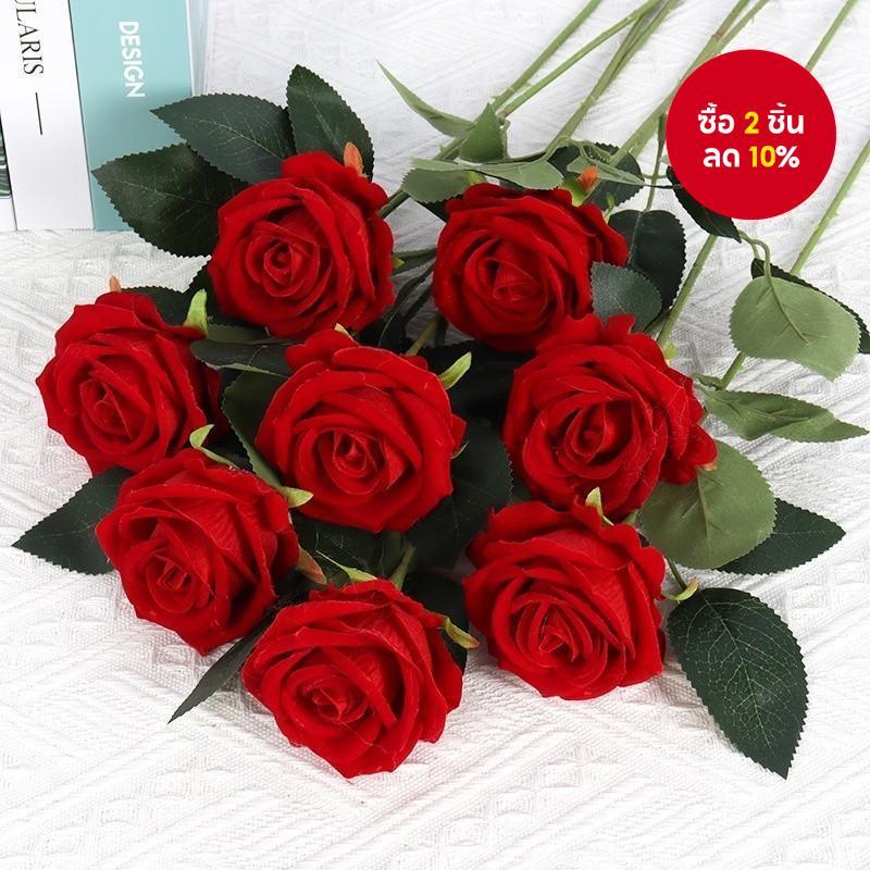 10ชิ้นกํามะหยี่กุหลาบดอกไม้ประดิษฐ์สําหรับงานแต่งงานบ้านวันวาเลนไทน์ตกแต่ง