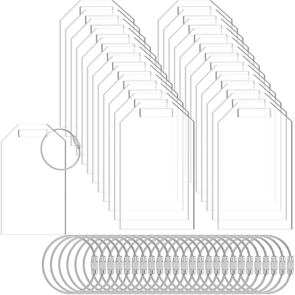 Mifoci 25 Pcs Clear Luggage Tag 3.35 x 1.97 x 0.11 Inches Seating Reserved Tags Blanks Acrylic with 