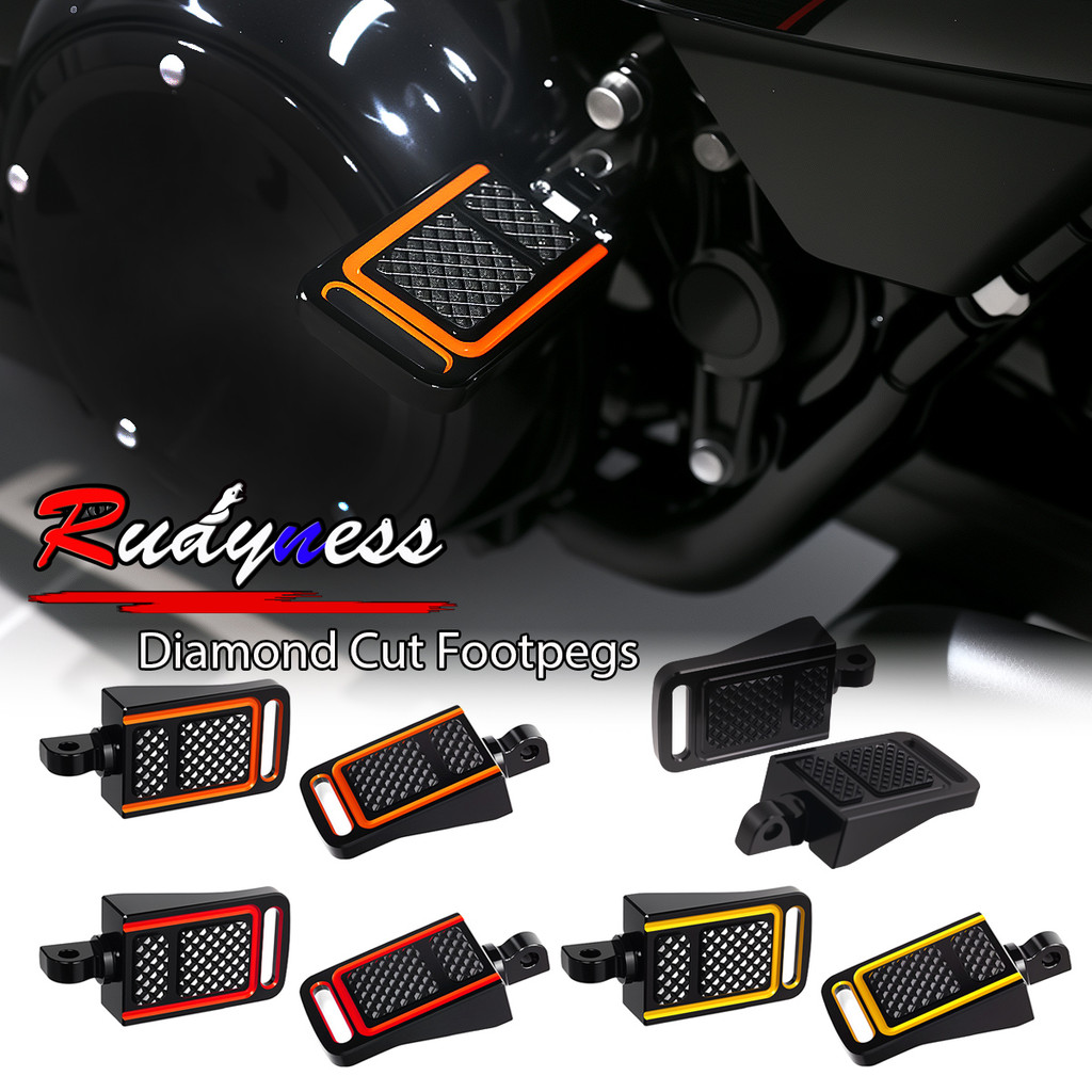 รถจักรยานยนต์เพชรตัด Footpegs หมุดเท้าสําหรับ Harley Touring Dyna Sportster Road Glide FLTRXSE FLHXS