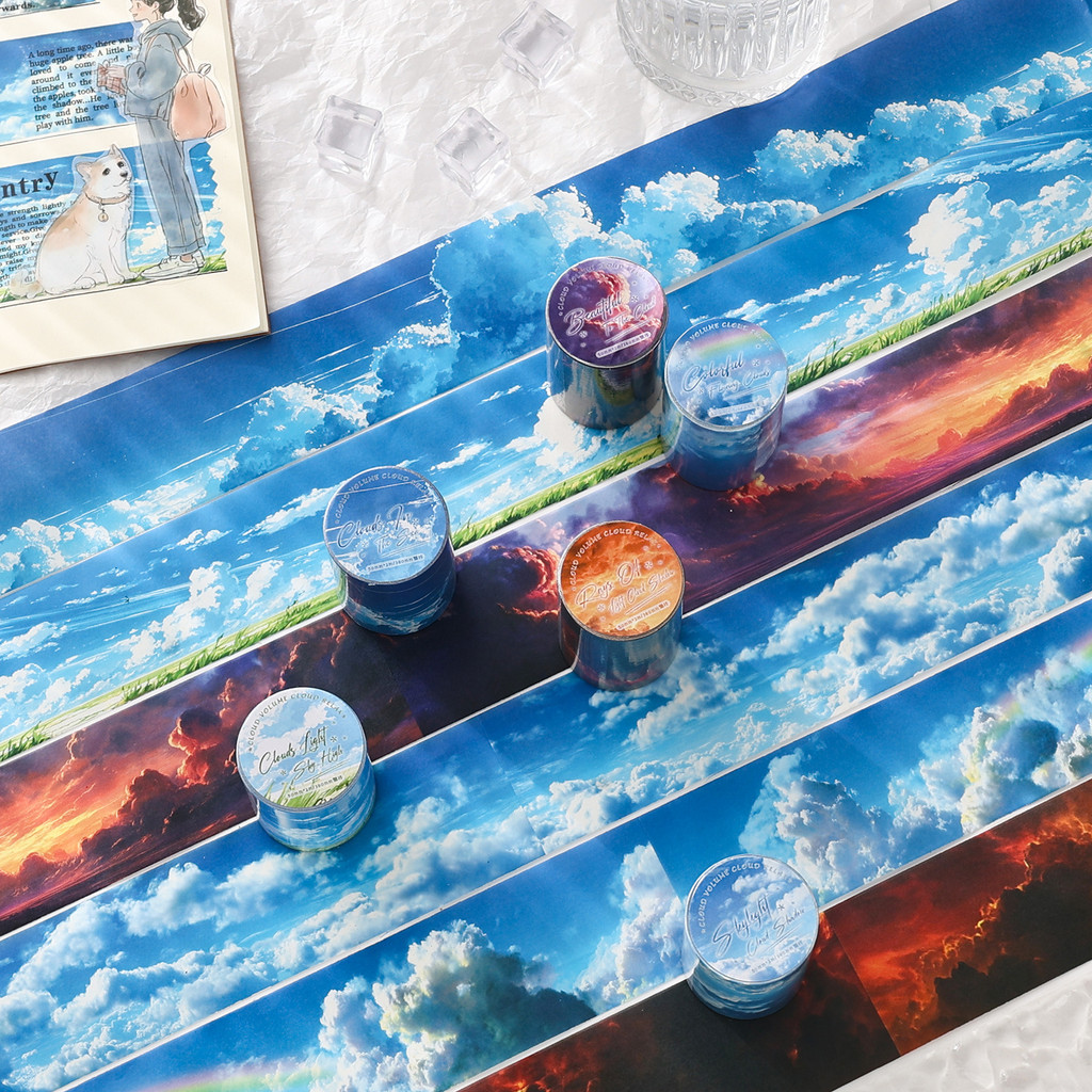 Cloud Washi เทป Sky Ephemera สติกเกอร์สําหรับสมุดภาพ Journaling Junk Journal Scrapbooking Crafting DIY โครงการ Diaries