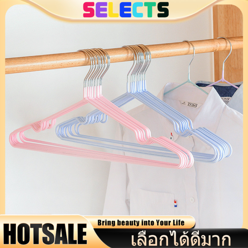 SELECTS 【10ชิ้นคุ้มค่า】ไม้แขวนเสื้อซิลิโคนกันลื่น ไม่ทำให้เสื้อเสียรูป ไม้แขวนเสื้อพลาสติกกันลื่น 10ชิ้น