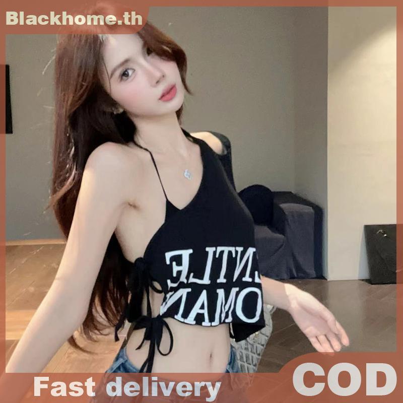 Camisole สายคล้องหลังสำหรับผู้หญิง สไตล์สตรีทแวร์ เซ็กซี่ พิมพ์ลายไม่สม่ำเสมอ แขนกุดแบบSlim-fit - รูปที่ 2