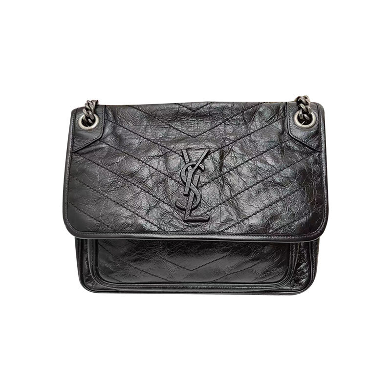 [99 ใหม่] ysl Saint Laurent Black Silver niki Medium Chain Shoulder Crossbody Female Bag