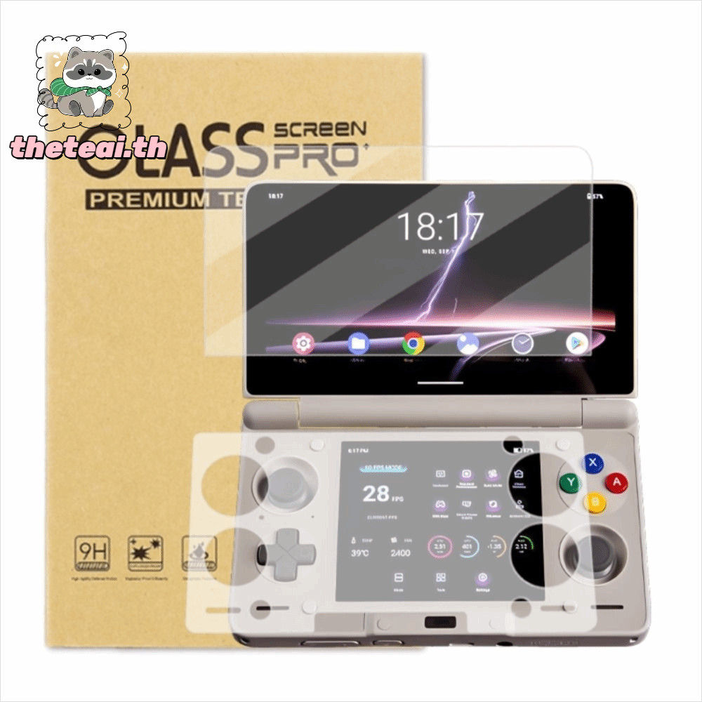THETEAI ป้องกันหน้าจอ, Flip Dual Screen HD กระจกนิรภัย,แบบเต็มหน้าจอ 9H Anti Scratch ฟิล์มป้องกันสําหรับ AYN THOR เกมคอนโซล