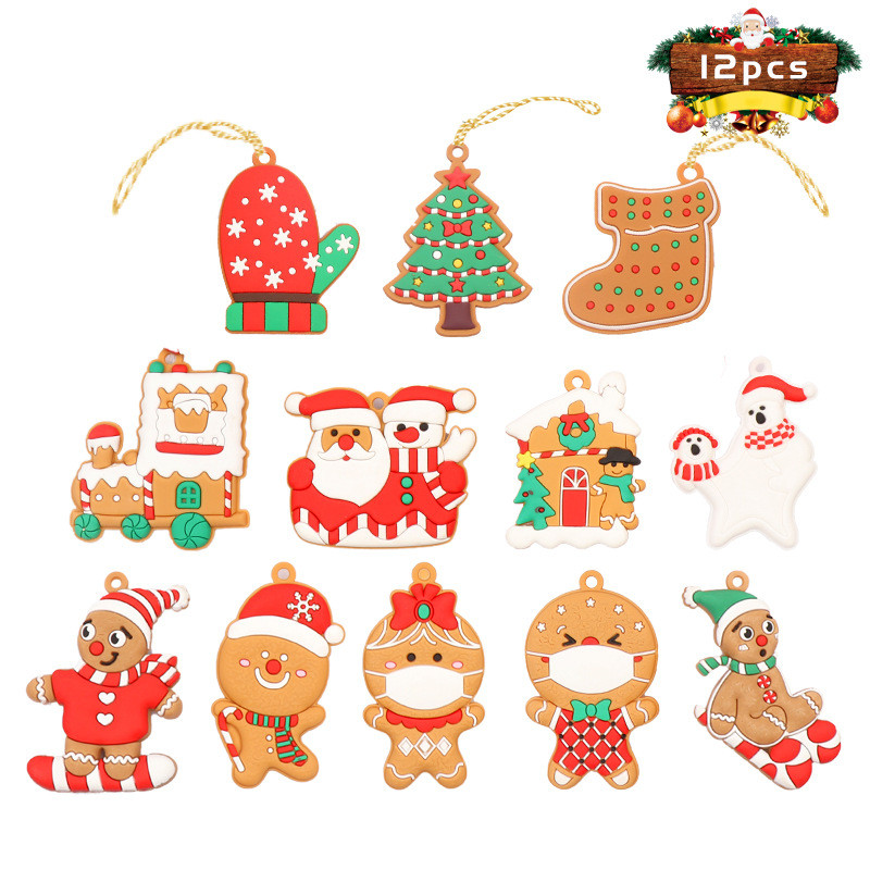 ขายร้อน pvc ยางนุ่มจี้คริสต์มาส Gingerbread Man เครื่องประดับคริสต์มาสของขวัญ DIY Snow Layout K9AE