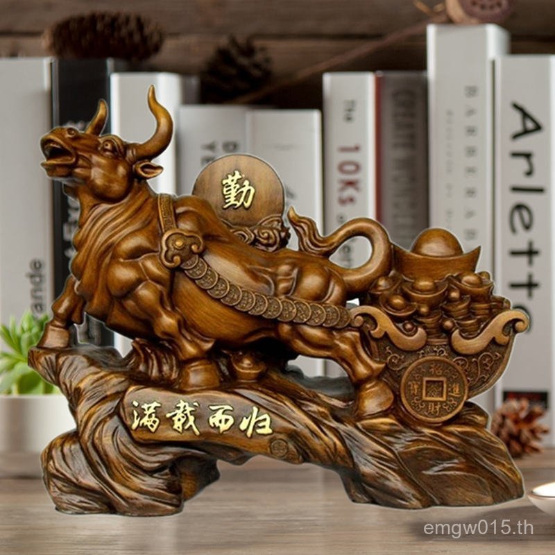 เปิดตกแต่งห้องนั่งเล่นสํานักงานบริษัทบ้านเดสก์ท็อปตกแต่งของขวัญขนาดใหญ่ตกแต่ง Zodiac Ox Shop ไม้ G6C