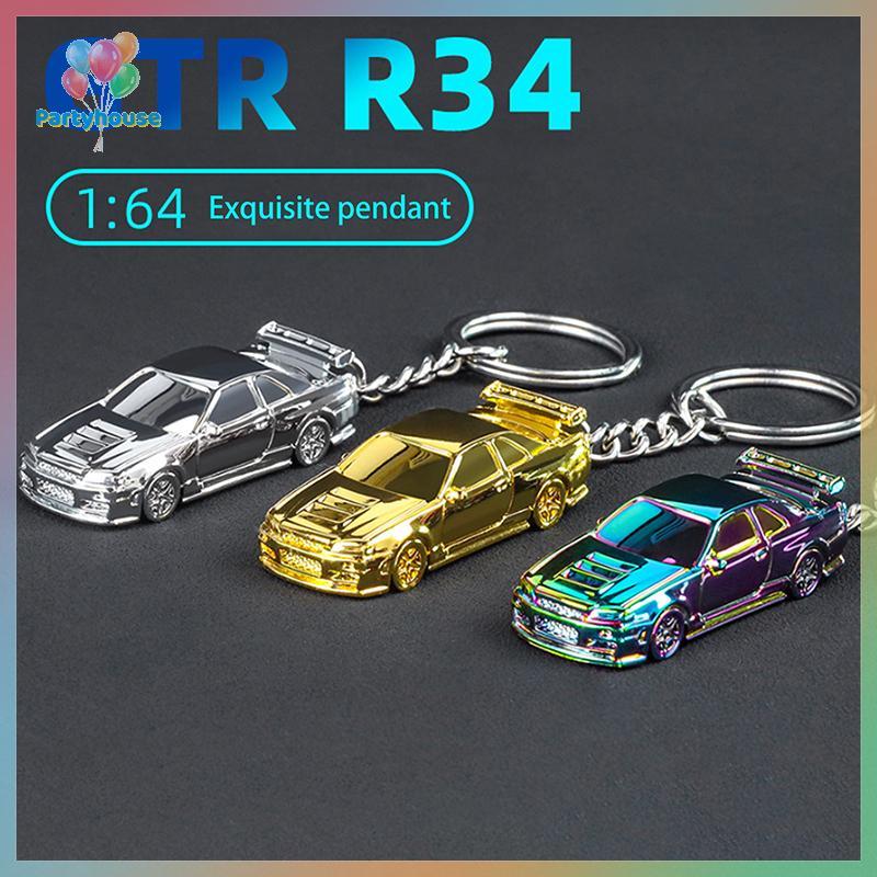 UVIG> 1:64 Scale GTR-R34 RS7 รถของเล่นรถโลหะDiecastพวงกุญแจElectroplatingภาพวาดพวงกุญแจเด็กของขวัญสํ