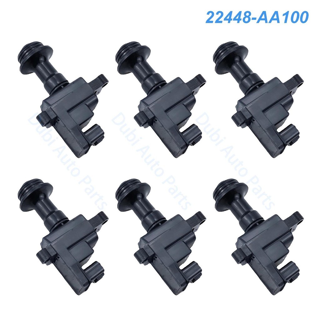 6 ชิ้นคอยล์จุดระเบิด 22448-AA100 สําหรับ NISSAN SKYLINE R34 2.0 1997-2001 2.5 1998-2006 STAGEA WC34 