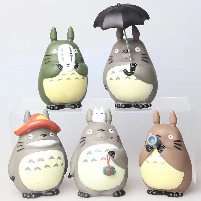 Hayao Miyazaki My Neighbor Totoro ของเล่นทํามือน่ารักการ์ตูนเค้กตุ๊กตาตกแต่งเดสก์ท็อปโมเดลรถตกแต่งขอ