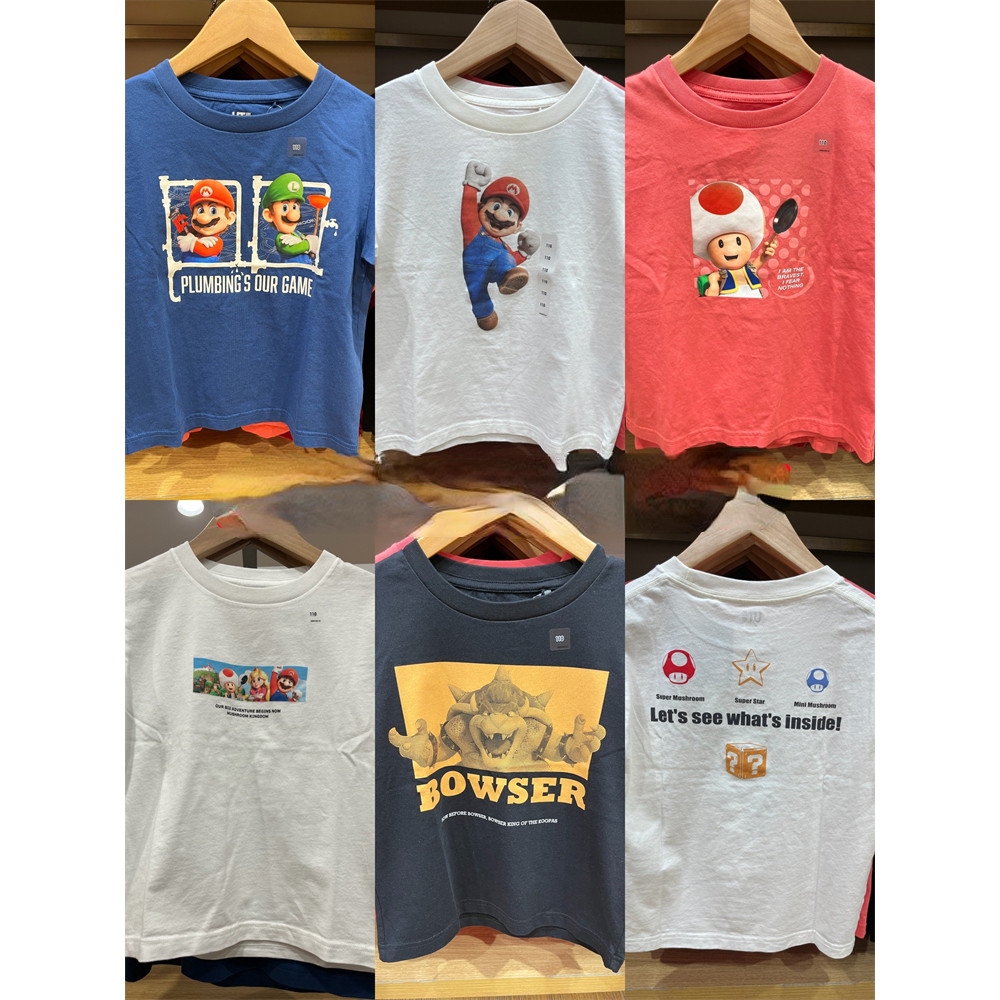 UN0 Super Mario Brothers Co branded Super Mario เสื้อยืดผู้ชายและผู้หญิง