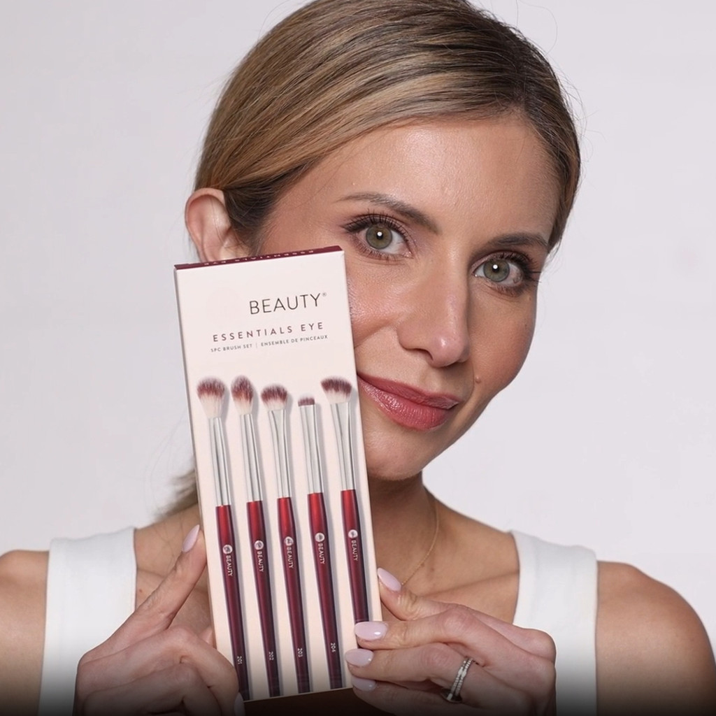 BK Beauty Essentials Eye Brush Set 5 ชิ้นอายแชโดว์ชุดแปรงแต่งหน้าพร้อมกล่องผมสังเคราะห์สีแดงและอ่อนนุ่ม
