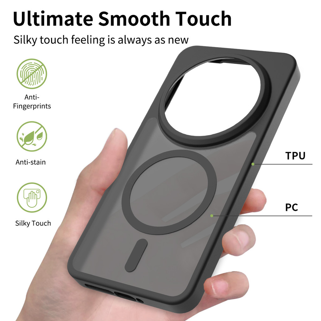 โปร่งใสกันกระแทกแม่เหล็ก Hard Case สําหรับ Xiaomi 15 Ultra Mi 15Ultra PC โทรศัพท์ Matte Cover Casing