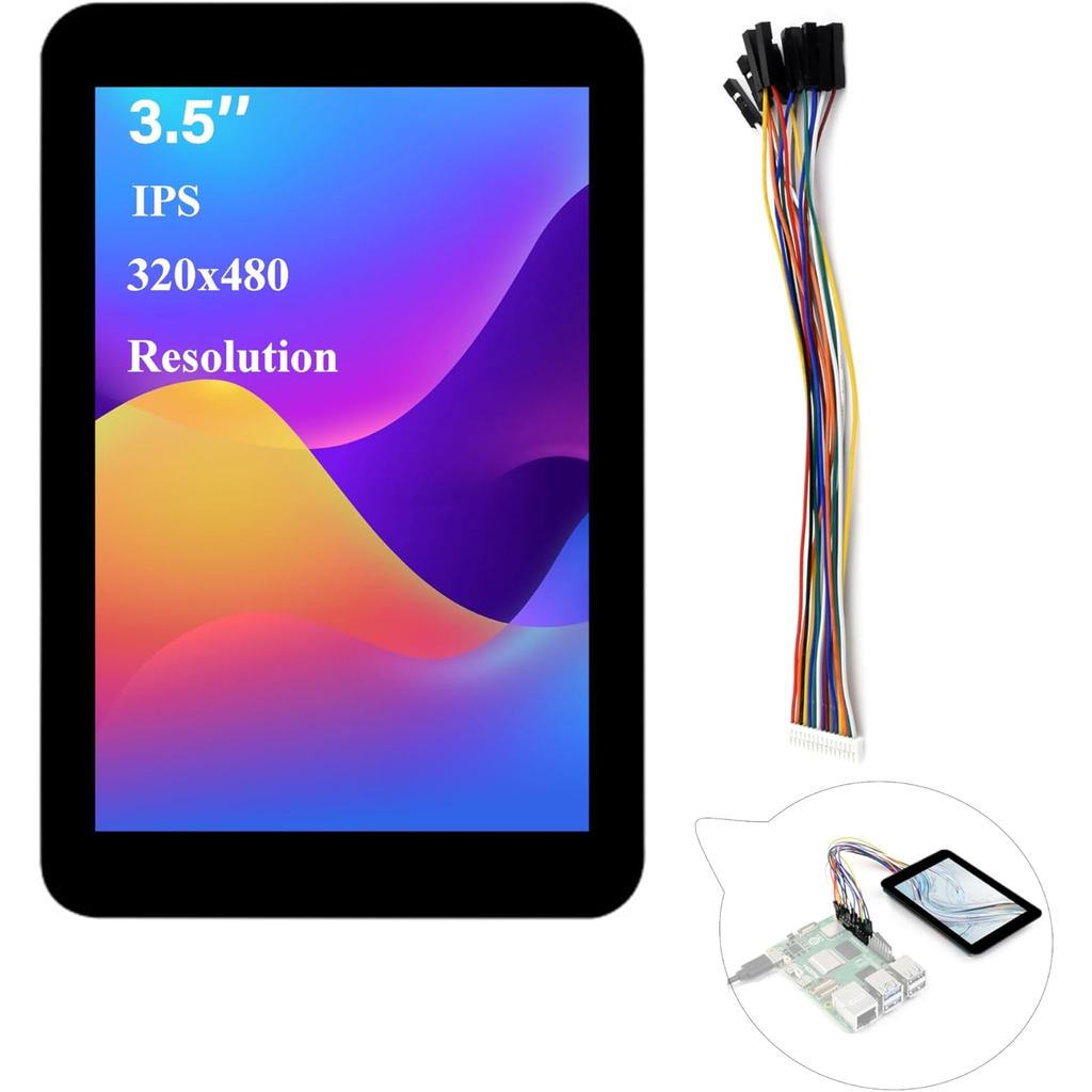 หน้าจอสัมผัสขนาด 3.5 นิ้วเข้ากันได้กับ Raspberry Pi 5/4B/3B+/3B/Pi Zero/Zero W/Pi Zero 2W/Pico/Pico 