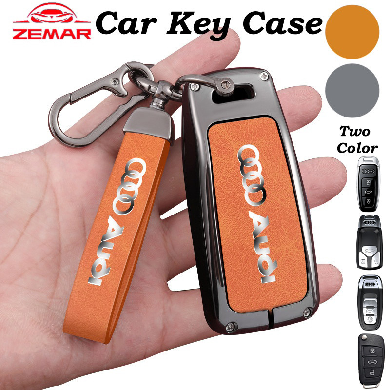 Audi สังกะสีอัลลอยด์กุญแจรถกรณีสมาร์ทฝาครอบ Anti-fall Protector Key Buckle Keychian อุปกรณ์เสริมสําห
