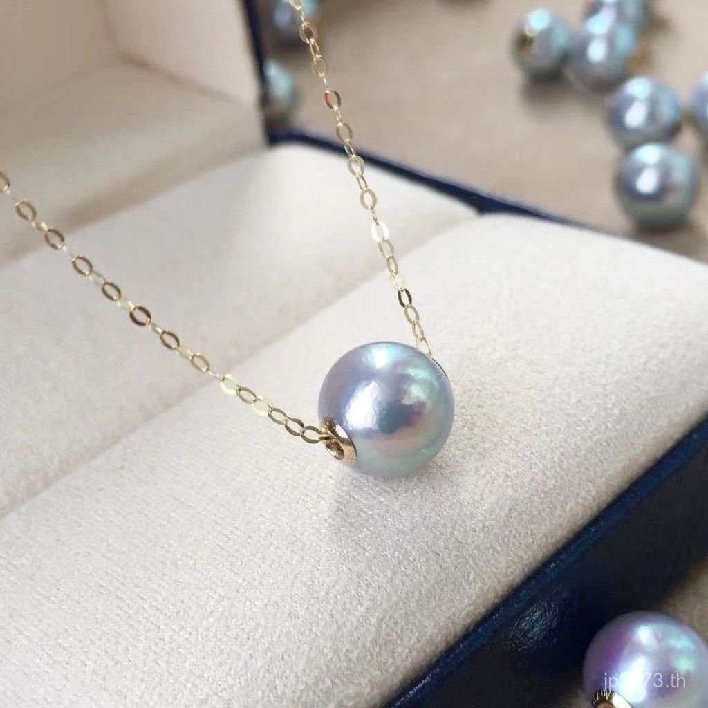 Passepartout 7-9 มม.จี้ Pearl G18K สร้อยคอ Seawater akoya จริง Hemp Gold Seawater สร้อยคอลูกปัดเดี่ย