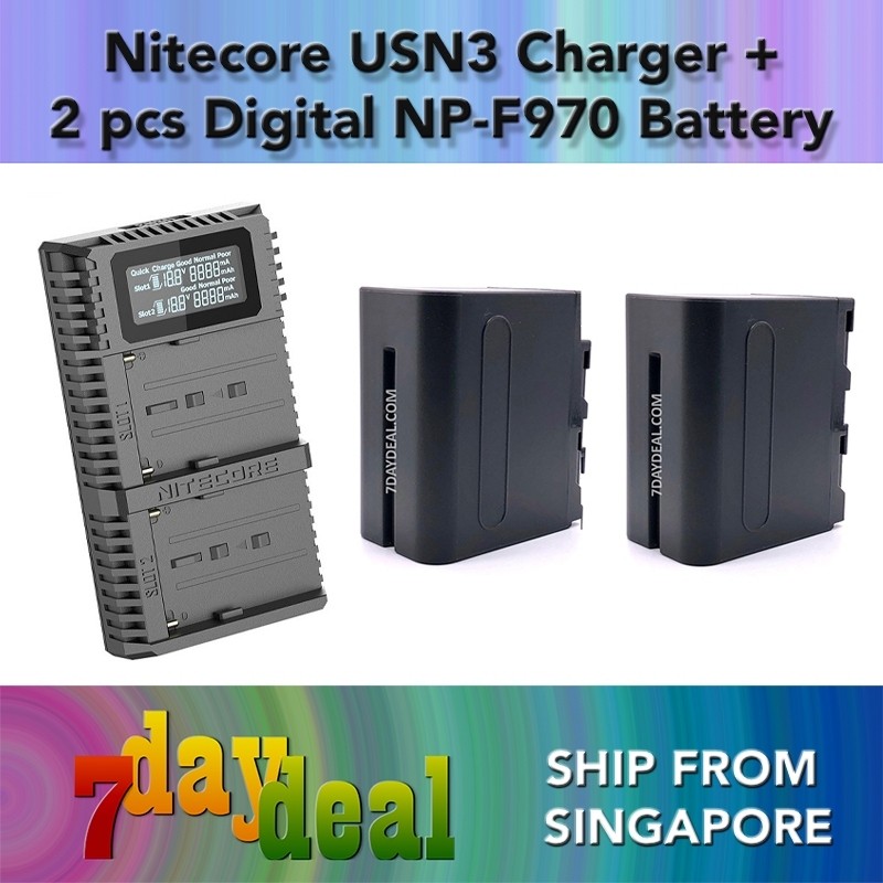 Nitecore USN3 PRO Dual Slot USB Charger + แบตเตอรี่ Digital NPF970 2 ชิ้น