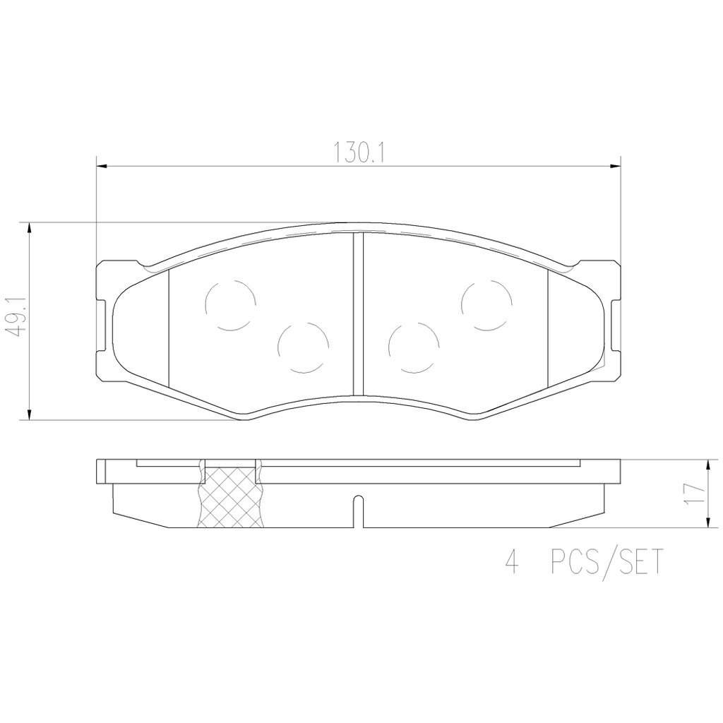 ผ้าดิสเบรคหน้า DATSUN720 1983- BIG-M TD BDI D21 1985- FRONTIER D22 1998- 2WD 4X2 CEDRIC Y32 1991-