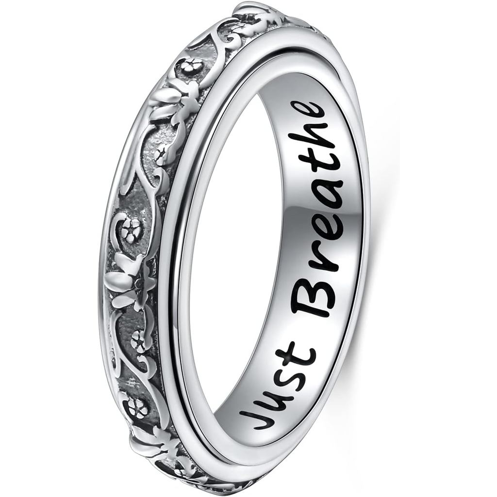 Ladytree Anxiety Relieve Rings 925 Sterling Silver Spinner Fidget Ring Worry Stress Relieving Boredo