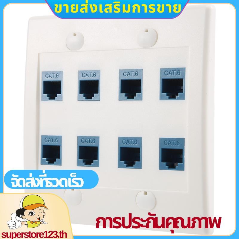 แผ่นผนังอีเธอร์เน็ต 8 พอร์ต - Double Gang Cat6 RJ45 Jack Network Cable Faceplate Female to Female - 