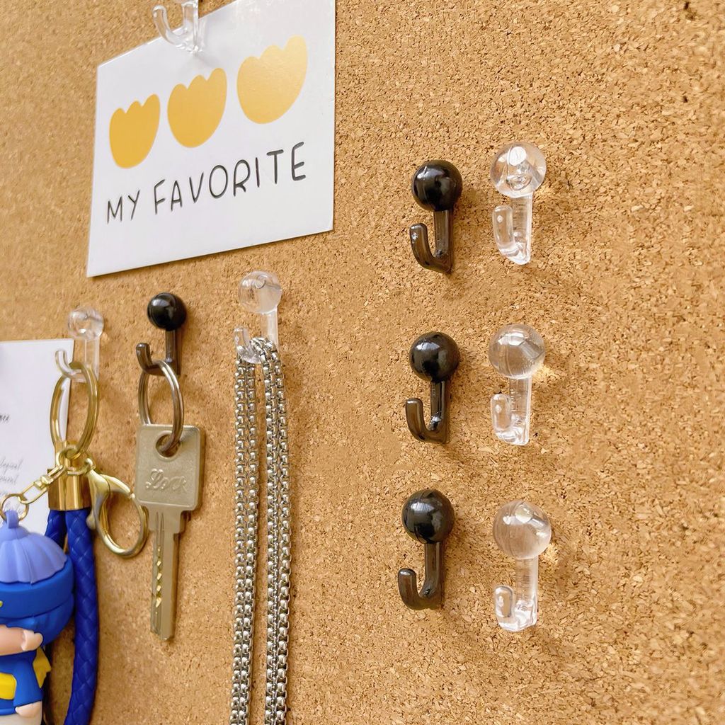 /stins สไตล์สีดําสีขาวโปร่งใส Pushpin Hook Shape Push Nail Cork Board Felt Board แขวนสร้อยคอพวงกุญแจ