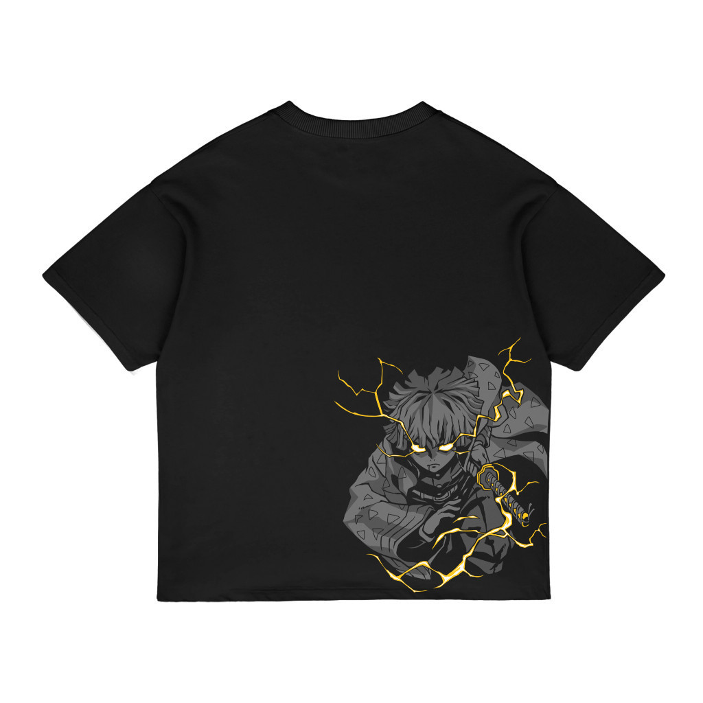 [ผ้าฝ้าย 100%] Demon Slayerเสื้อยืดUnisex Demon Slayer Zenitsu Agatsuma KAOSอะนิเมะเสื้อยืดBaju Anim