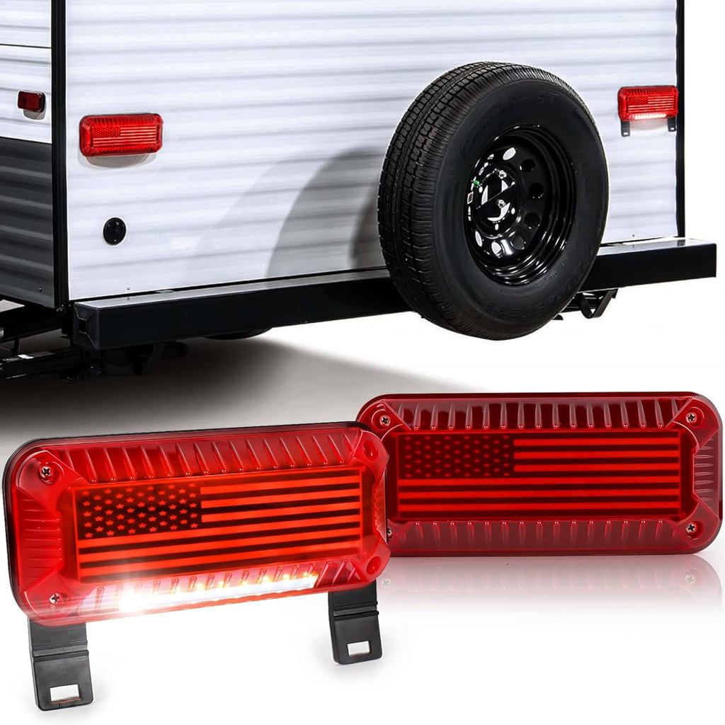 RV Tail Lights, 57 LED RV Camper Trailer Tail Lights With Running/Turn Signal/Brake/Stop License Pla