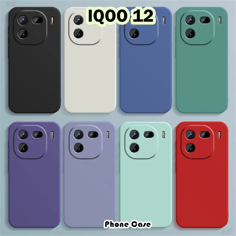 รูปแบบใหม่สําหรับ IQOO 12 Case เปิดที่แม่นยํา Silicone Full Case Classic Solid Color Phone Case Cove