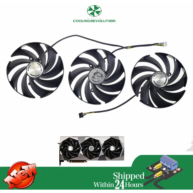 95 มม.PLD10020B12H DC12V 0.65A 4-Pin พัดลมการ์ดกราฟิกสําหรับ MSI GeForce RTX4070 4070TI 4080 4080Ti 