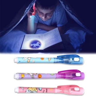 เก็บปลายทาง！3ชิ้น ปากกา​ล่องหน UV เรืองแสง ปากกายูวี blacklight ของเล่น​สำหรับเด็ก นักเรียน