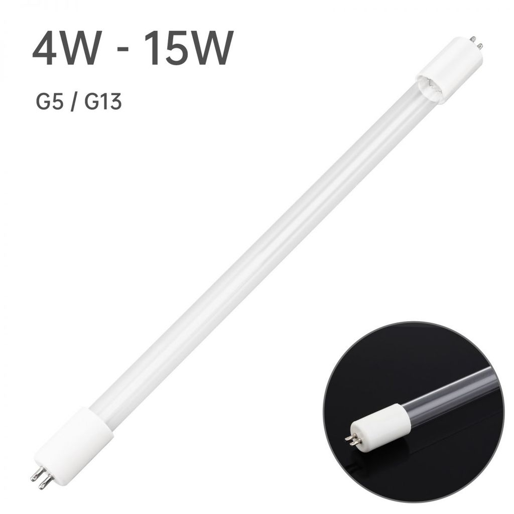หลอดไฟ UV พร้อมโอโซน 4 - 15W 254nm หลอดไฟ UV G5/G13 ฐานโคมเปลี่ยนโอโซน Producing UV โคมไฟ