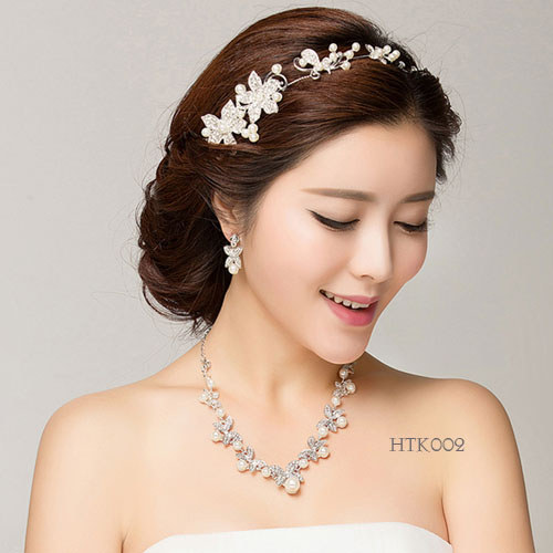 Tiara อุปกรณ์เสริมสร้อยคอต่างหูโมเดิร์นเจ้าสาวเครื่องประดับ HTK002