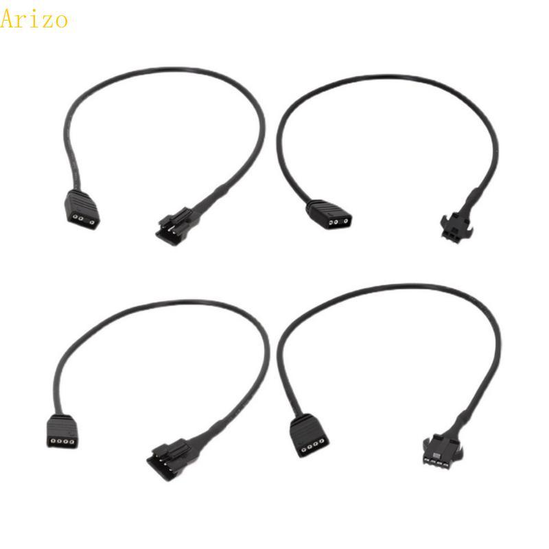 Arizo 2 ชิ้น ARGB สาย SM3 4Pin ถึง 3PIN หญิง SM3 4Pin ชายอะแดปเตอร์สําหรับ DEEPCOOL Lian Li PC กรณี 