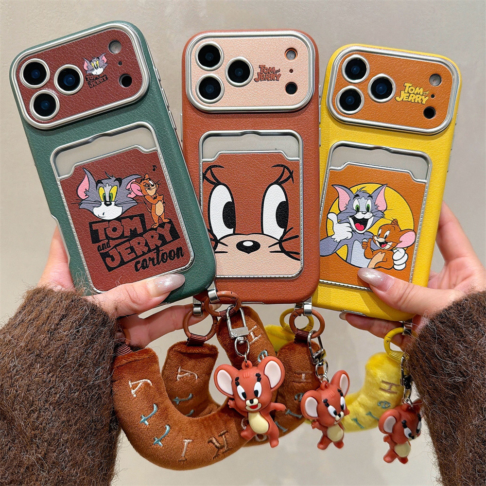 การ์ตูนแมวและเมาส์กระเป๋าบัตรเชือกแขวนเหมาะสําหรับเคสโทรศัพท์Iphone 15PRO 13pro/17 รวมทุกอย่าง 17Proซิลิโคน 11Ultra soft Case 14 anti drop 16 17Pro Maxฝาครอบป้องกัน