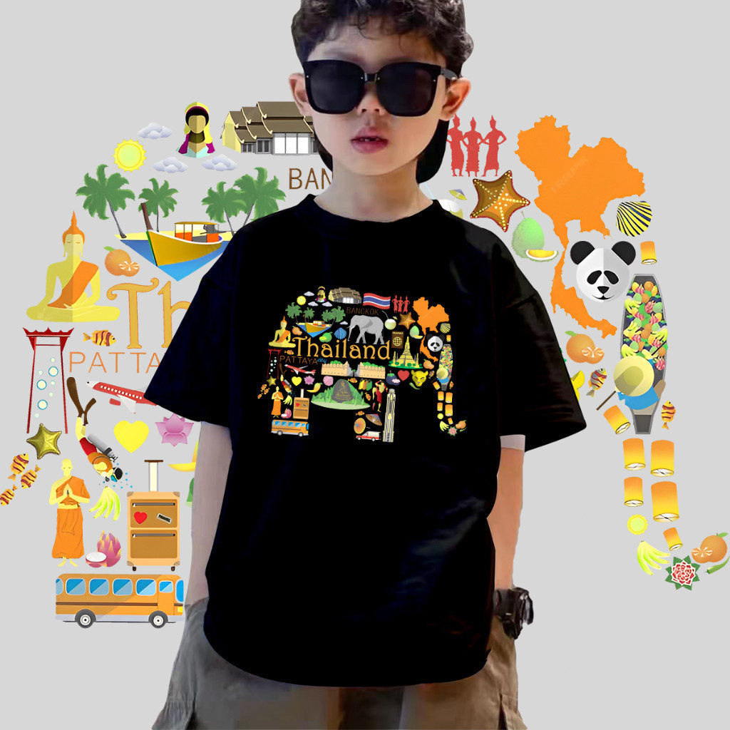 [พร้อมส่ง] ใหม่ 2025 T-shirt เสื้อยืดเด็ก Thailand Bangkok กรุงเทพฯ ประเทศไทย เที่ยวเชิงวัฒนธรรม 2
