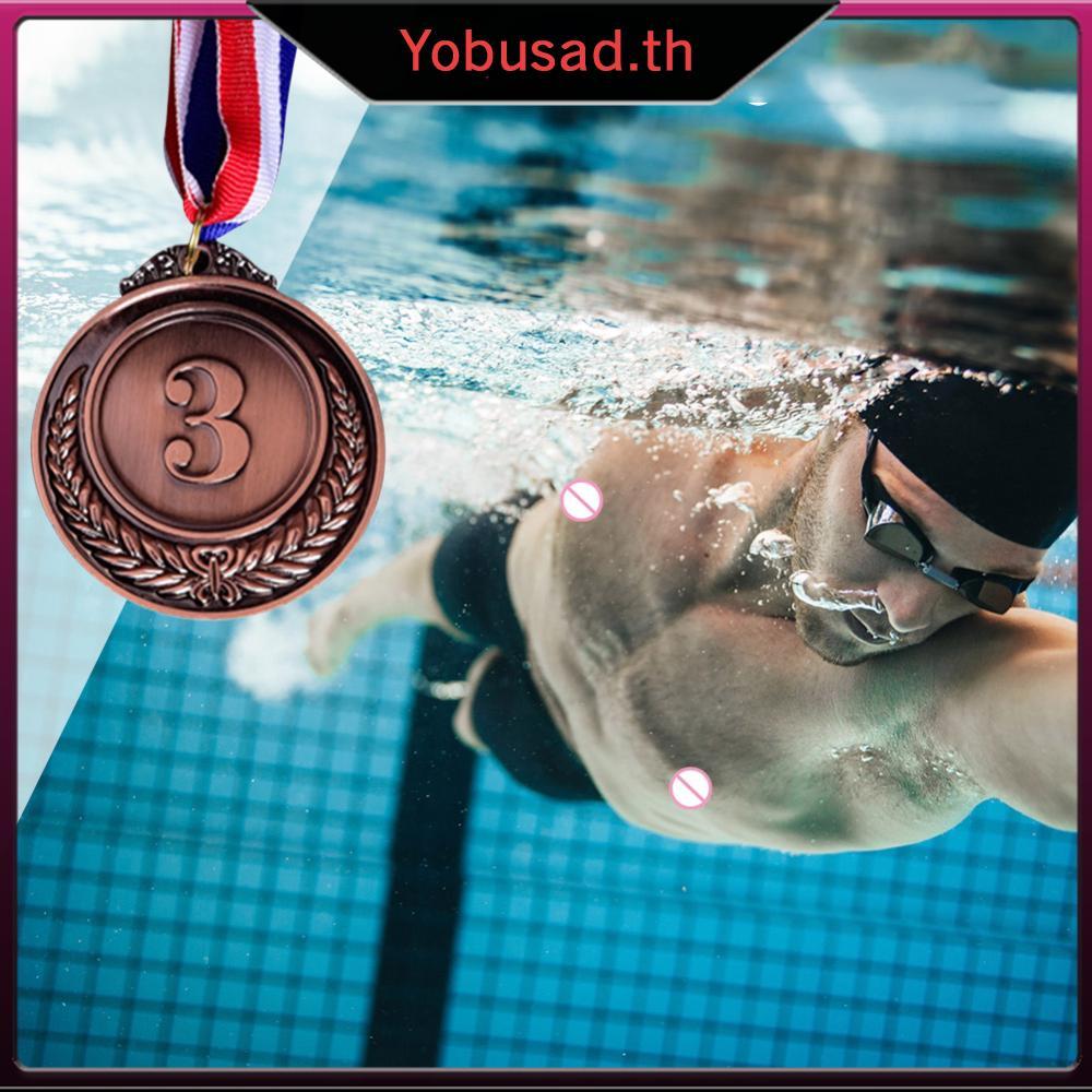 [Yobusad.th] รางวัลสีบรอนซ์ 10 ชิ้นพร้อมริบบิ้นคอ 2 นิ้วสําหรับการแข่งขันกีฬา (ทองแดง)