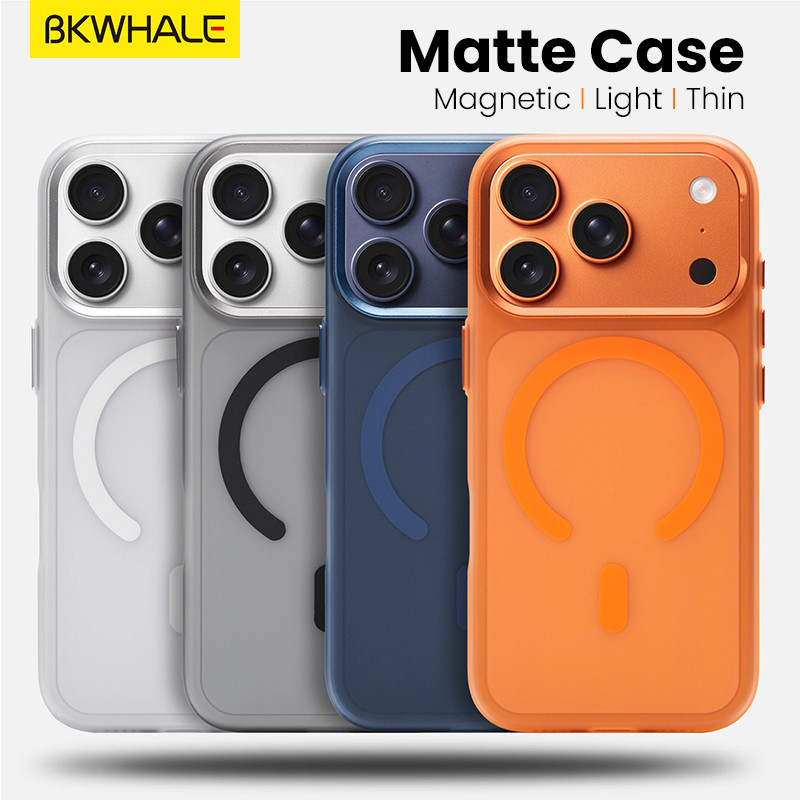 BKWHALE Matte Magnetic Hard เคสโทรศัพท์สําหรับ iPhone 18 17 Pro Max iPhone 16 Pro Max 15 Pro Max กัน