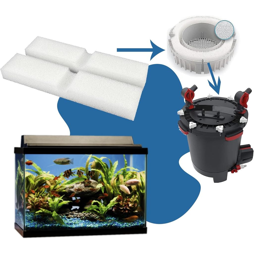 4 Pcs Foam Filter Pads for Fluval Fx4 FX5 FX6 Canister Filter Aquarium Bio Sponge Replacement