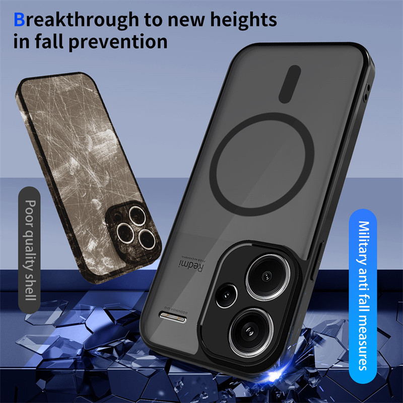 สําหรับ Redmi Note 13 Pro Plus, เคสโทรศัพท์สีดําโปร่งใสฝ้าขายดี, PC ชาร์จไร้สายฝาครอบป้องกันการตกกระแทก ราคา ถูกที่สุด ดีลบีเคเค แกลเลอรีภาพที่ 4