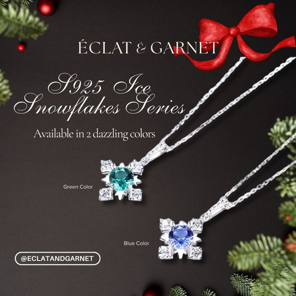 Eclat & Garnet - S925 ICE SNOWFLAKES SOLITAIRE NECKLACE LTE สร้อยคอผู้หญิงอุปกรณ์เสริม 925 เงินสเตอร