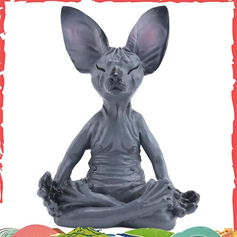 Sphynx Cat Meditate,Thinking Cat รูปปั้น,Medicating Thinking Cat,Sphynx Hairless Catสมาธิสะสมตกแต่ง