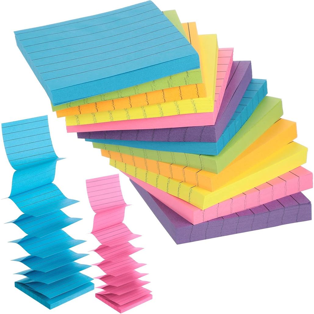 Yexiya 12 แผ่น Pop up 3x3 Refill Pop up Sticky Notes พร้อมเรียงราย Bright Colours Self Stick Post สํ
