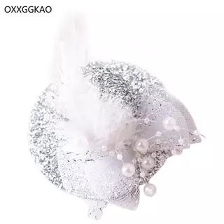 OXXGGKAO หมวก Fascinator สไตล์ปาร์ตี้ ประดับด้วยดอกไม้และกลิตเตอร์สำหรับสาวๆ