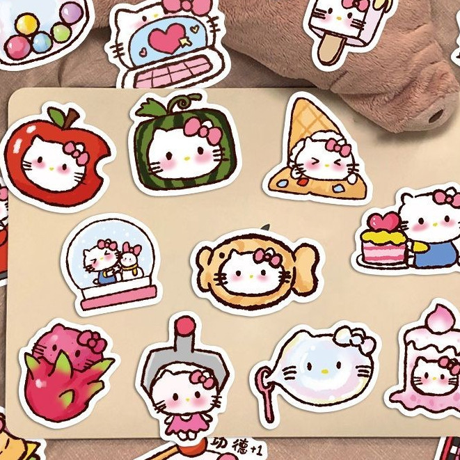 90 แผ่น kt Cat Hello Kitty diy คู่มือวัสดุสติกเกอร์ปิดผนึกสติกเกอร์แล็ปท็อปสติกเกอร์กันน้ําสเก็ตบอร์ดตู้เย็น ipad ถ้วยน้ํา Thermos ถ้วยเคสโทรศัพท์สติกเกอร์ตกแต่ง - รูปที่ 4